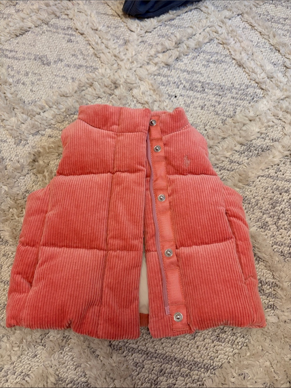 Ralph Lauren Coral Pink Corduroy Puffer Vest